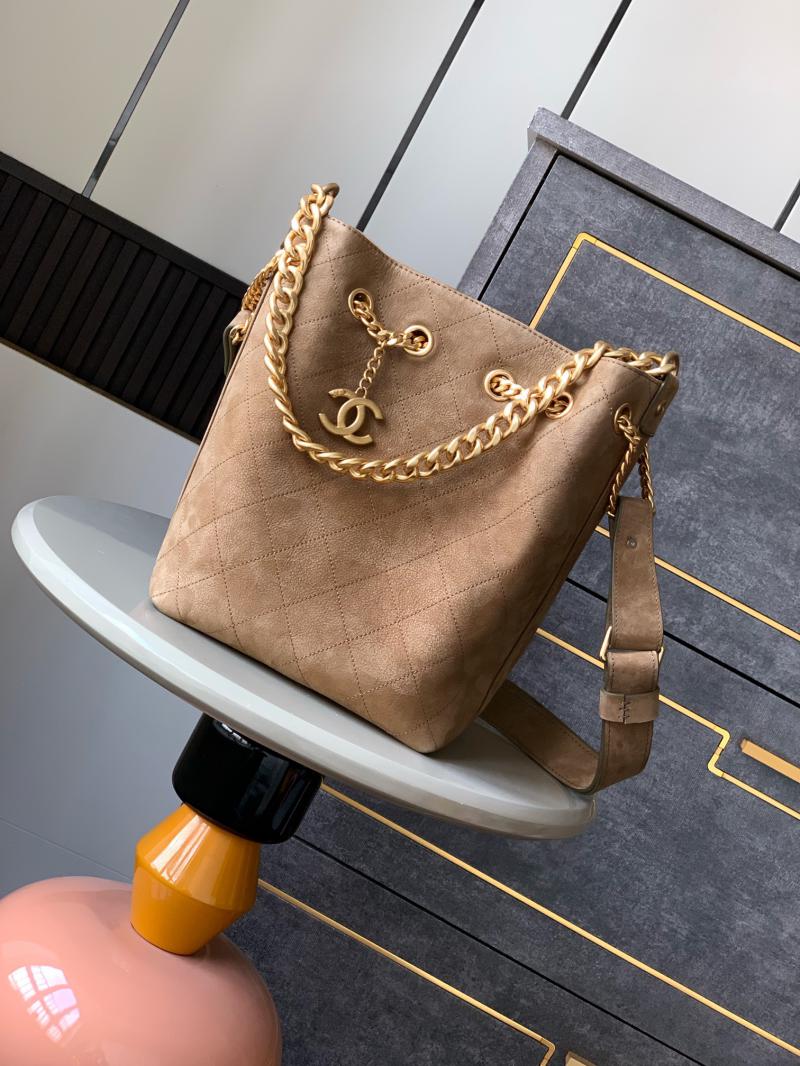 Chanel Calfskin Bucket Bag Camel AS02141