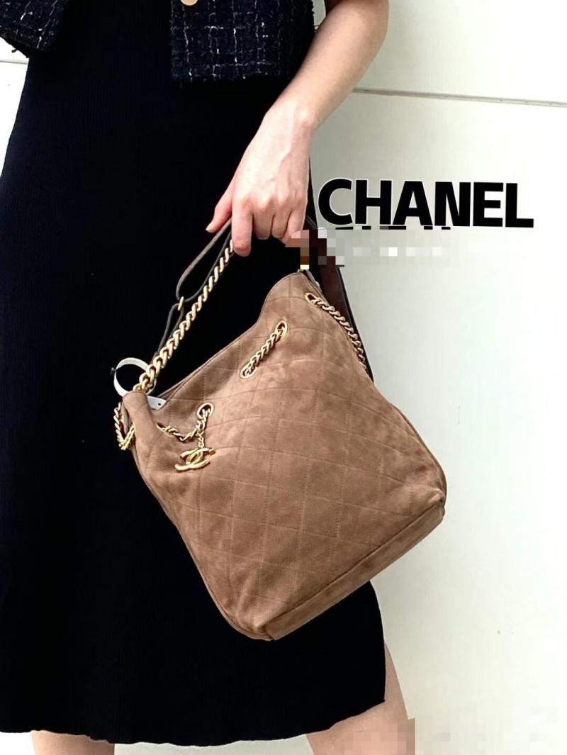 Chanel Calfskin Bucket Bag Camel AS02141