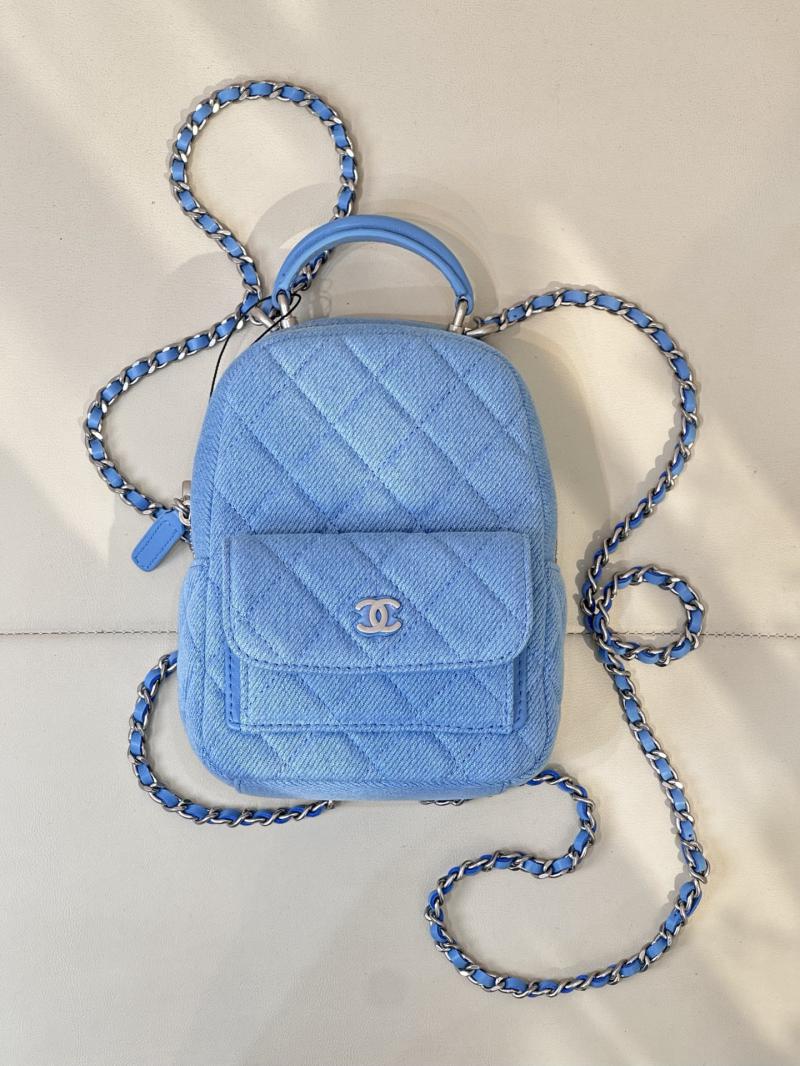 Chanel Denim Mini Backpack Blue AP3753