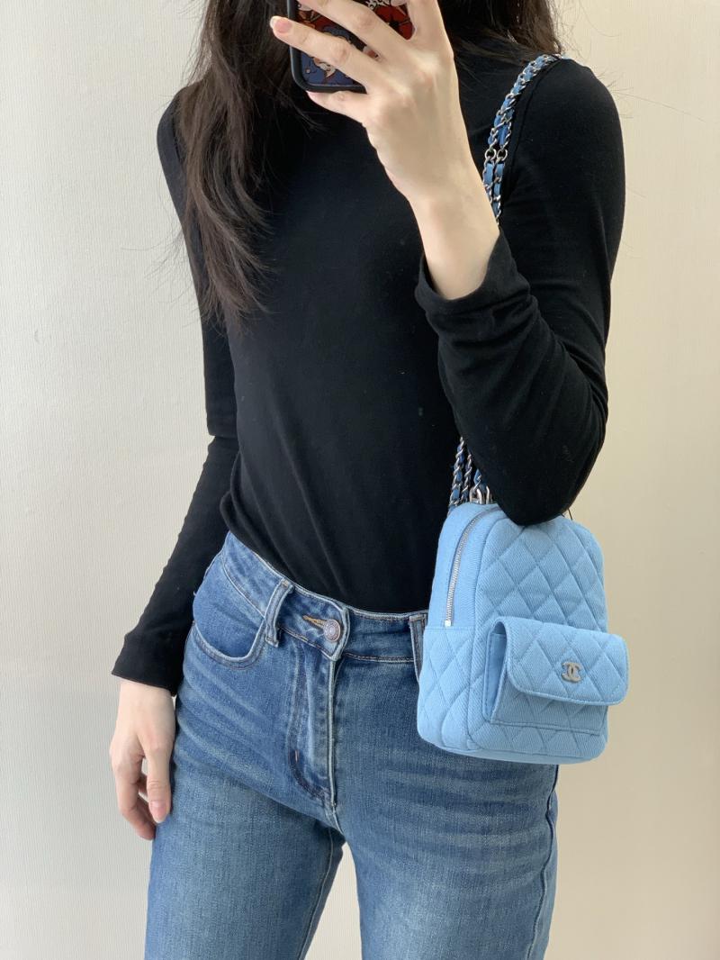 Chanel Denim Mini Backpack Blue AP3753