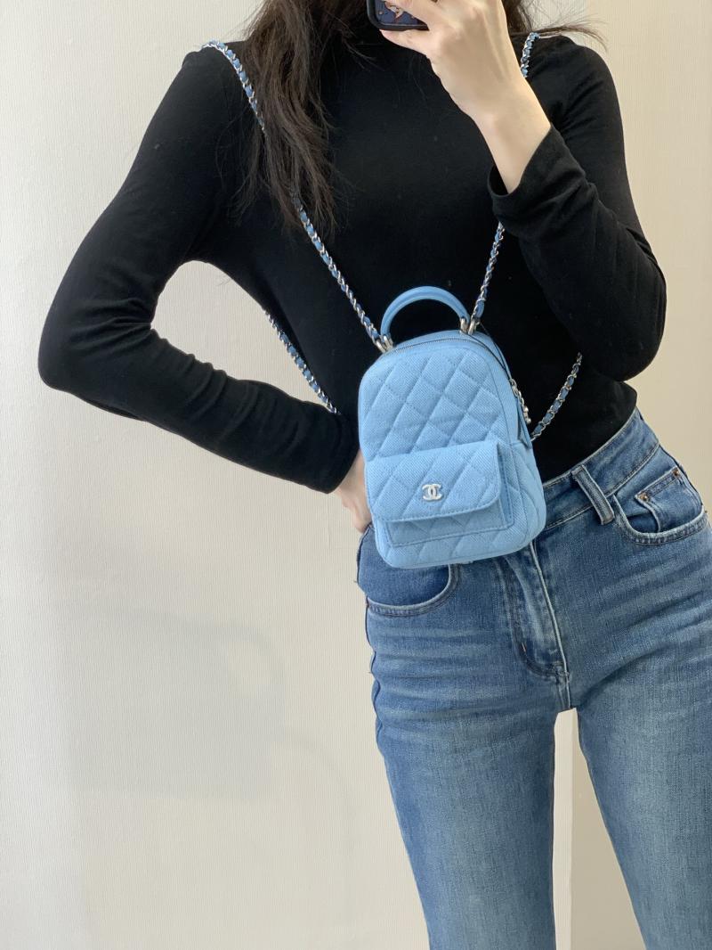 Chanel Denim Mini Backpack Blue AP3753