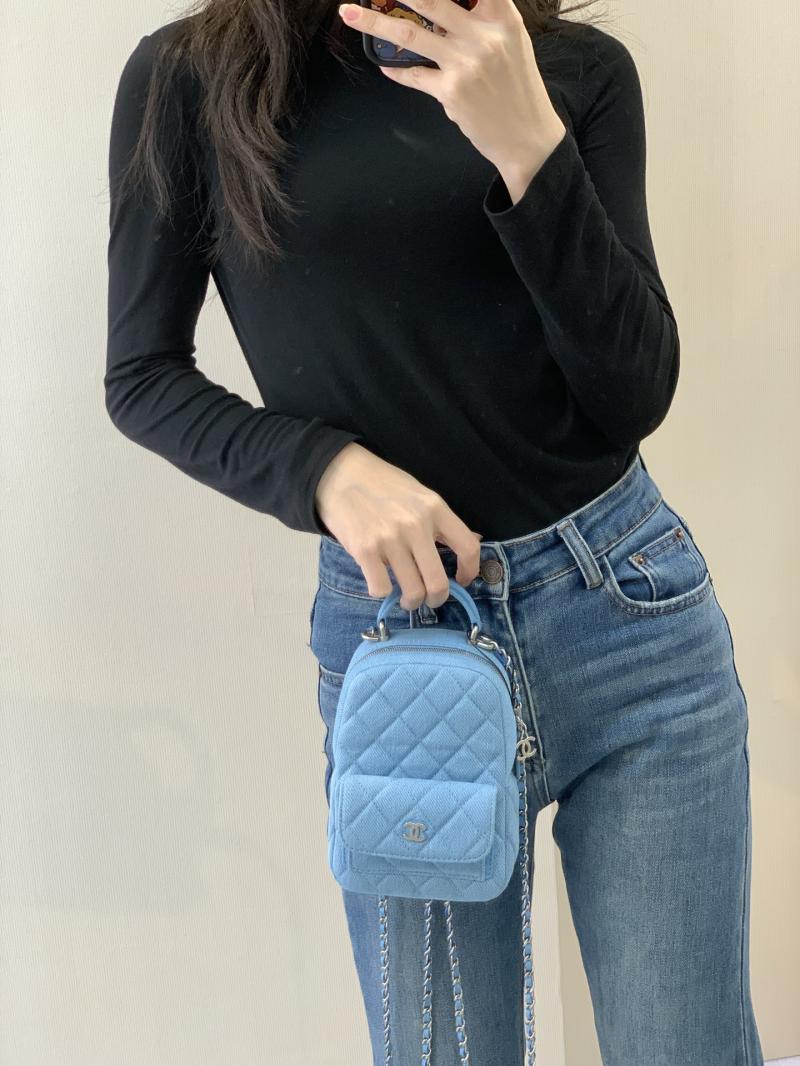 Chanel Denim Mini Backpack Blue AP3753