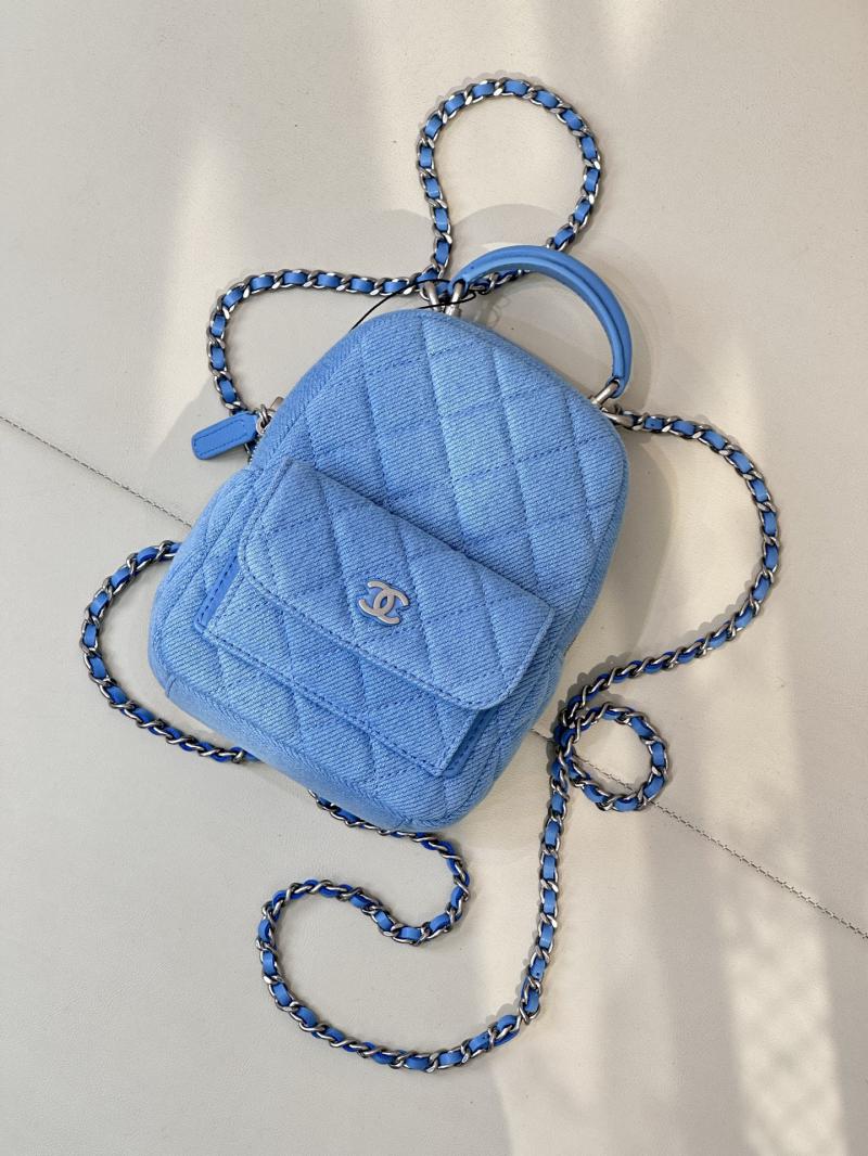 Chanel Denim Mini Backpack Blue AP3753