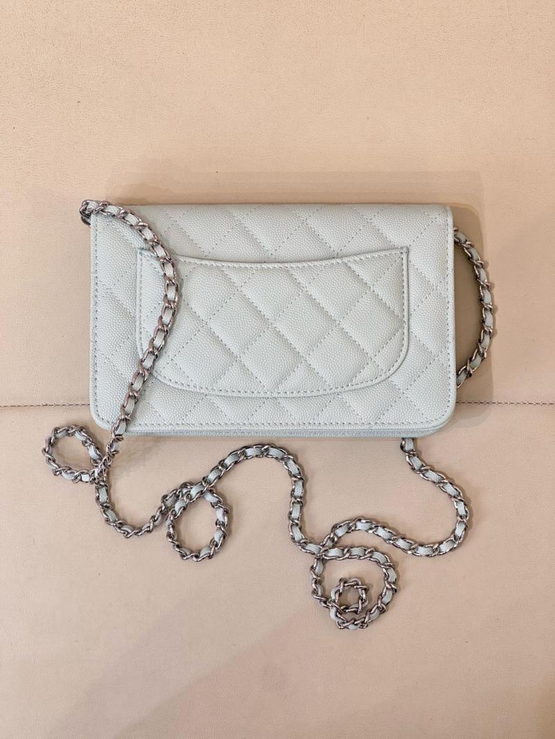 Chanel WOC Chain Wallet AP0250 Light Green with Silver