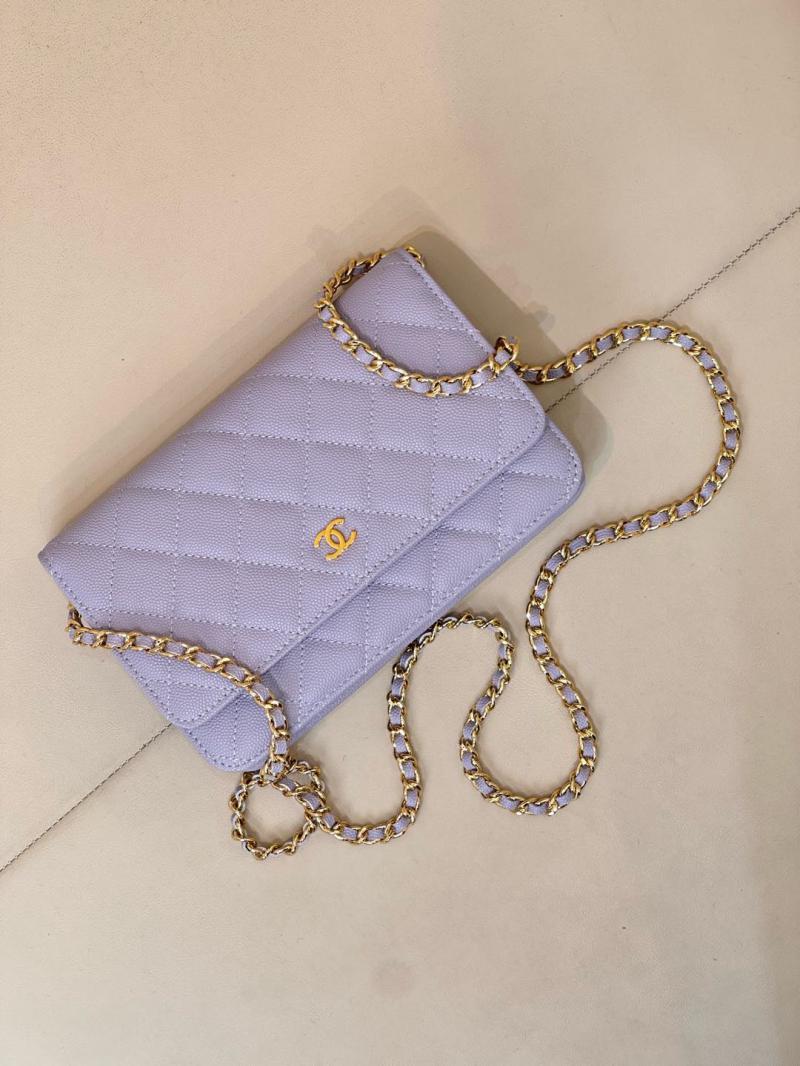 Chanel WOC Chain Wallet AP0250 Purple with Gold