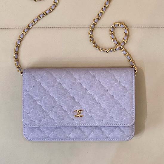 Chanel WOC Chain Wallet AP0250 Purple with Gold