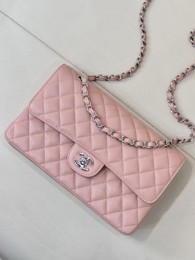 Medium Chanel Caviar Flap Bag A01112 Pink with Silver