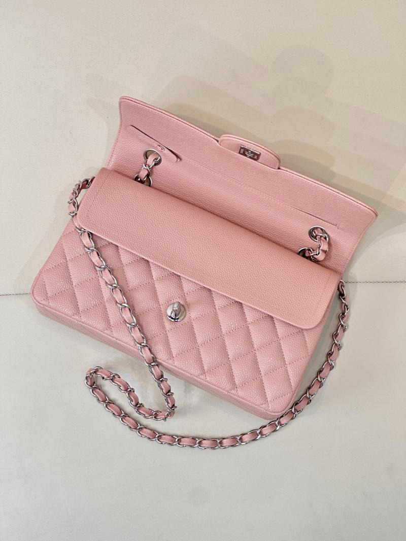 Medium Chanel Caviar Flap Bag A01112 Pink with Silver