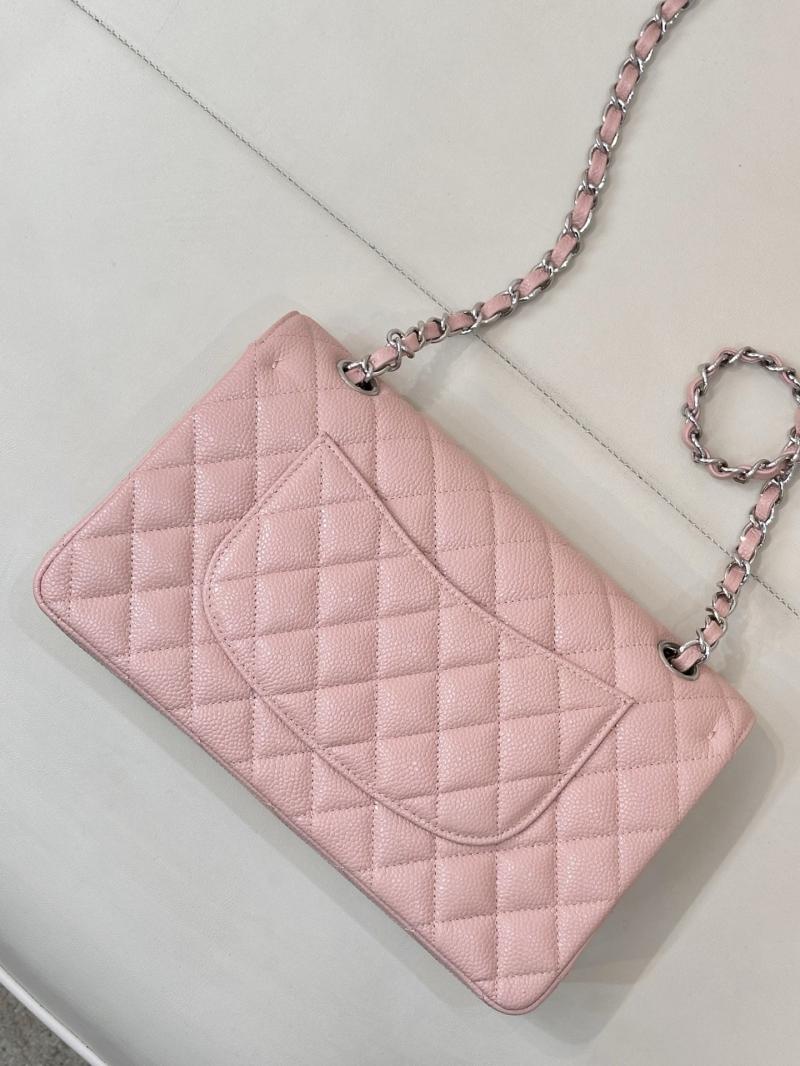 Medium Chanel Caviar Flap Bag A01112 Pink with Silver