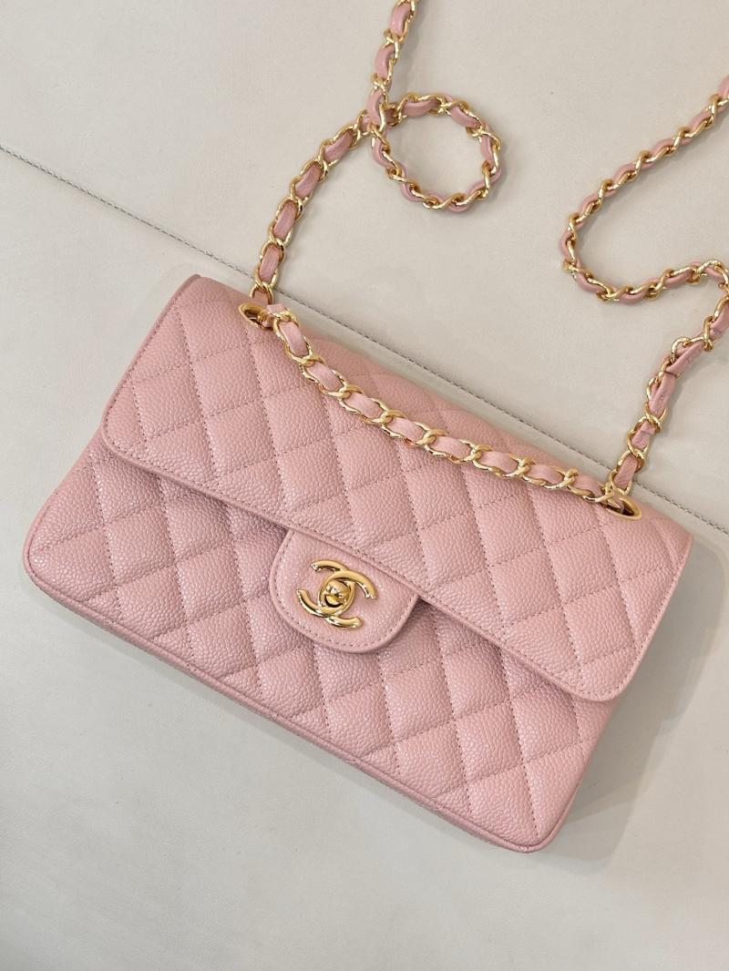 Small Chanel Caviar Flap Bag A01117 Pink with Gold