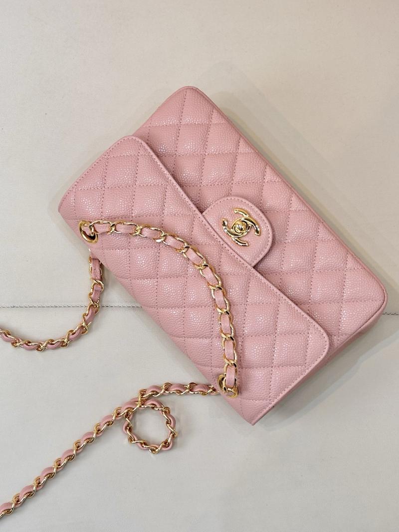 Small Chanel Caviar Flap Bag A01117 Pink with Gold