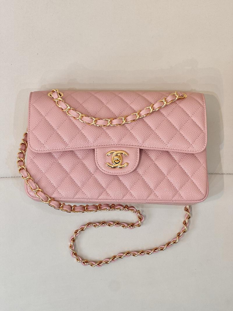 Small Chanel Caviar Flap Bag A01117 Pink with Gold