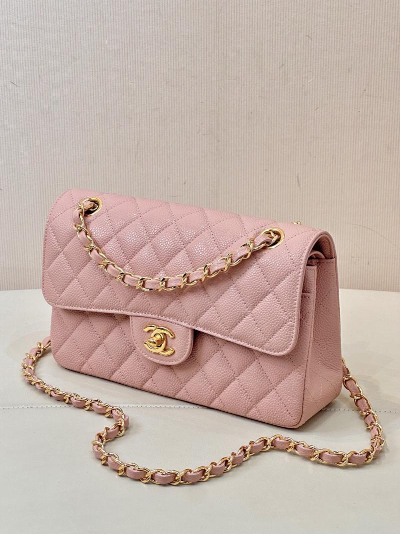 Small Chanel Caviar Flap Bag A01117 Pink with Gold