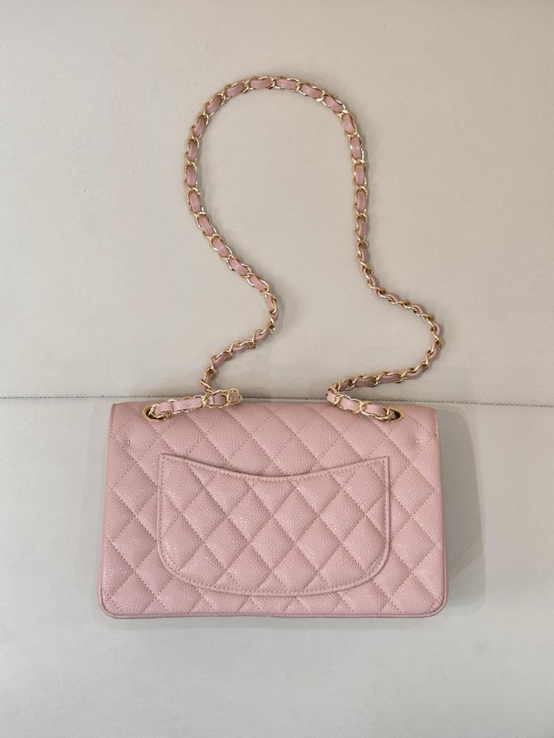 Small Chanel Caviar Flap Bag A01117 Pink with Gold