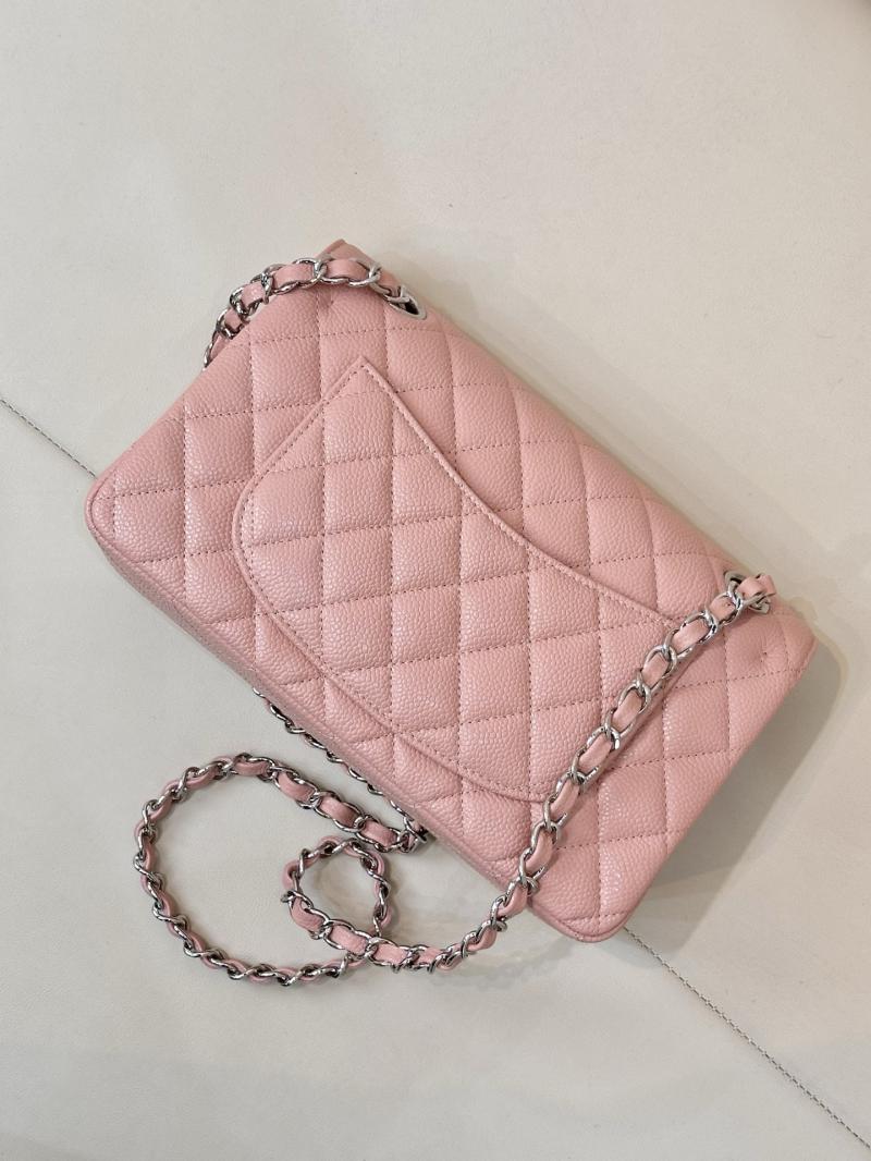 Small Chanel Caviar Flap Bag A01117 Pink with Silver