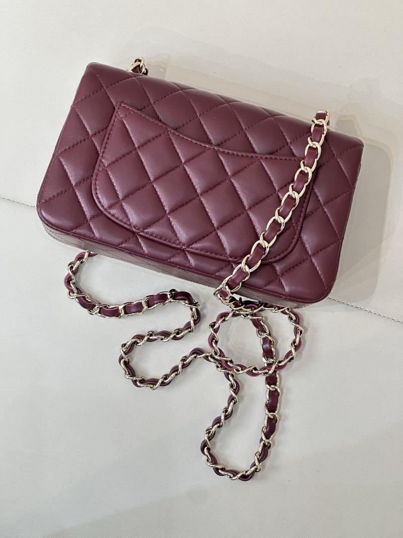 Small Chanel Lambskin Flap Bag A01116 Burgundy