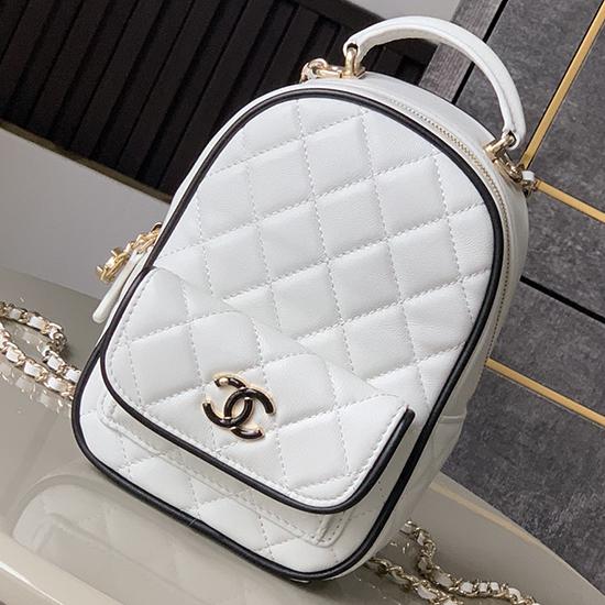 Chanel Lambskin Mini Backpack White AP3753